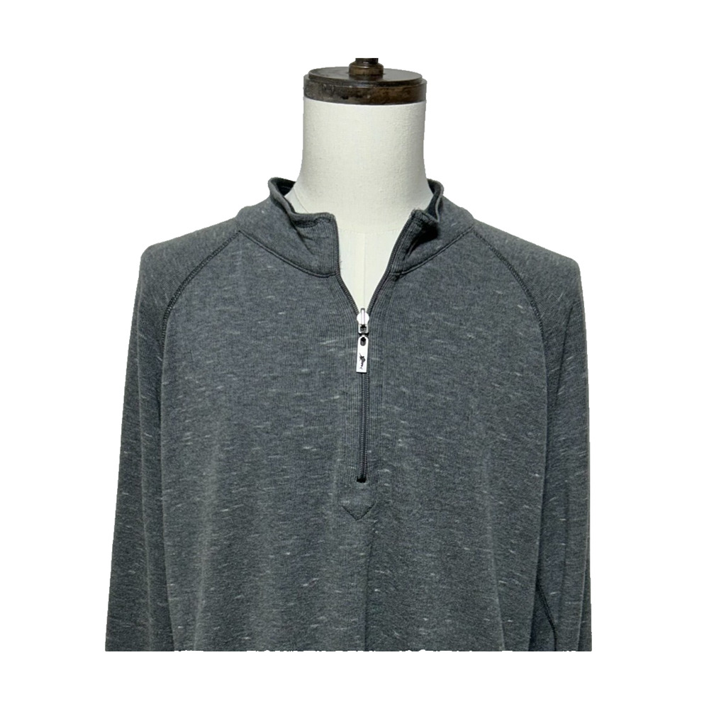 Tommy Bahama Sweatshirt Mens XXXL Gray Black Reversible 1/4 Zip‎ Pullover
